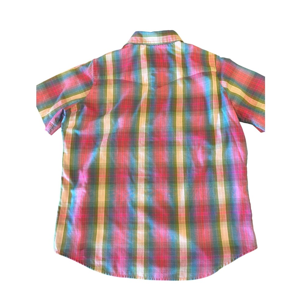 Wrangler Kids Plaid Western Snap Shirt Short Sleeve Size L - Picture 2 of 8